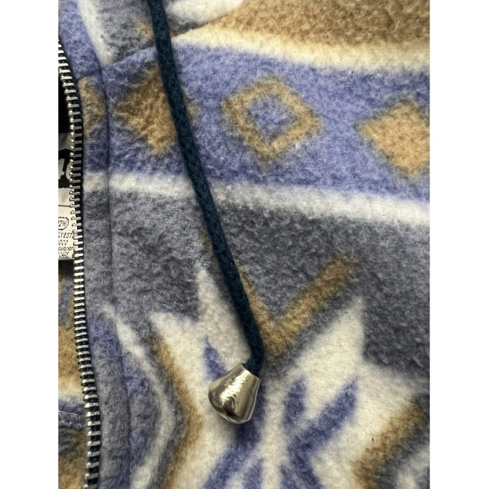 Vintage Southwestern Geometric Fleece Full Zip Jacket Blue Brown 22W Cozy Rustic - Picture 7 of 11
